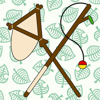 bug net and fishing rod logo